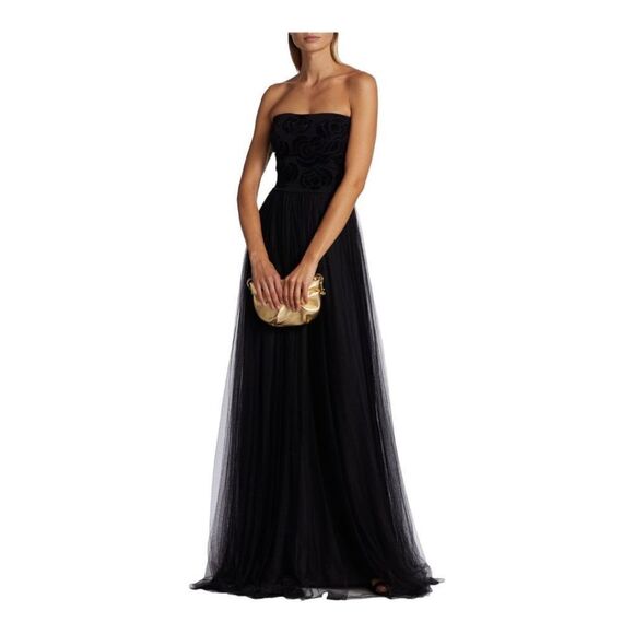 CHIARA BONI La Petite Robe Brielle Floral Mesh Strapless Gown Size 10 NWT